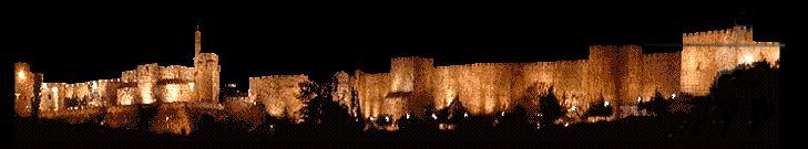 Jerusalem walls at night